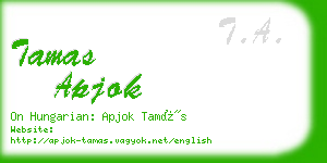 tamas apjok business card